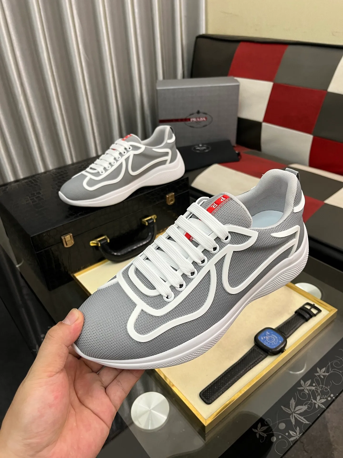 Men's shoes 💰400⌚️⌚️【PRADA】Prada casual shoes, originally developed 1:1, made of high-mercerized cowhide with imported cowhide, silk sheepskin lining, rubber outsole, comfortable and soft on the foot, size: 38-444️⃣Colors available
